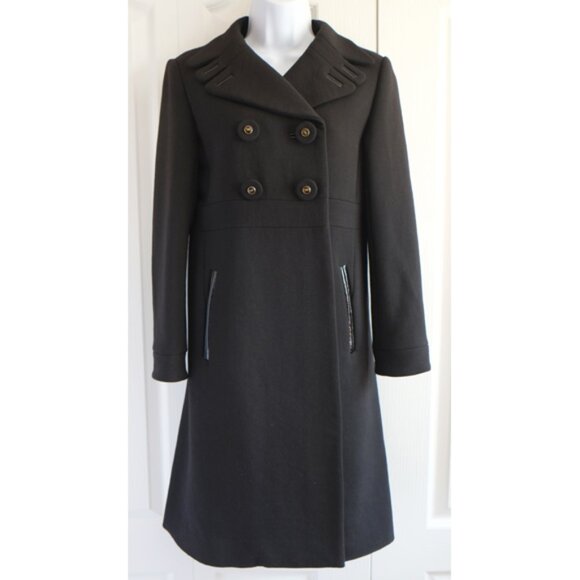 NWOT Anya Hindmarch black wool midi peacoat Sz S - Picture 1 of 14